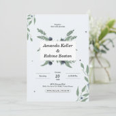 Floral Elegant Simple Wedding Einladung (Stehend Vorderseite)