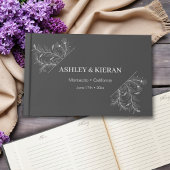 Floral Elegant Smoke Gray Wedding Gästebuch