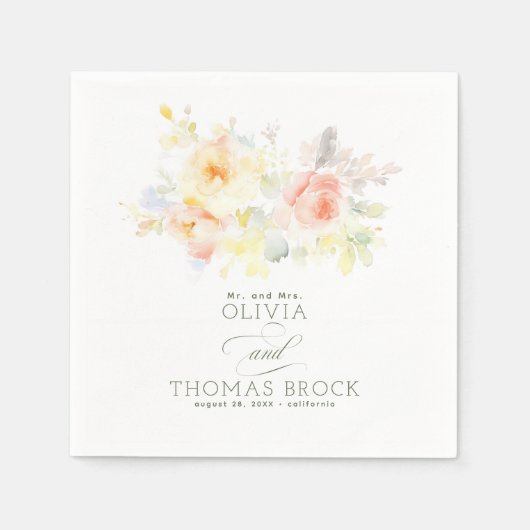 Floral Elegant Summer Wedding Serviette (Vorderseite)