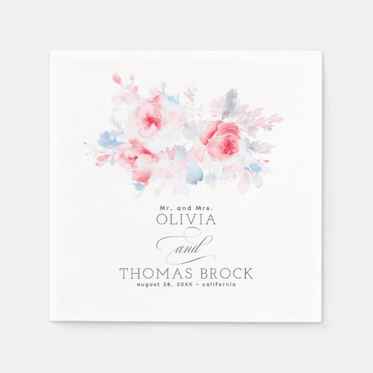 Floral Elegant Summer Wedding Serviette (Vorderseite)