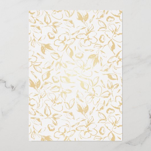 Floral Elegant Taufe Gold Folieneinladung (Rückseite)