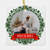 Floral Elegant Unsere ersten Weihnachten als Mr & Keramikornament (Vorderseite)