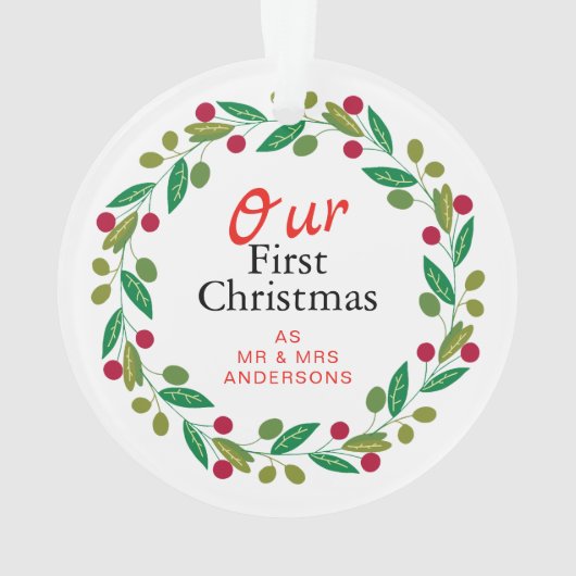 Floral Elegant Unsere ersten Weihnachten als Mr &  Ornament (Rückseite)