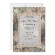 Floral Elegant Vintag Blush White Mint Rose Gold