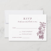 Floral Elegant Vintag Burgundy Wedding RSVP Einladung (Vorderseite)