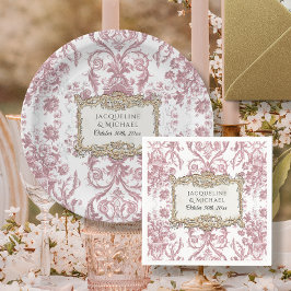 Floral Elegant Vintag Rosa und Weiß Gold Bridal Serviette