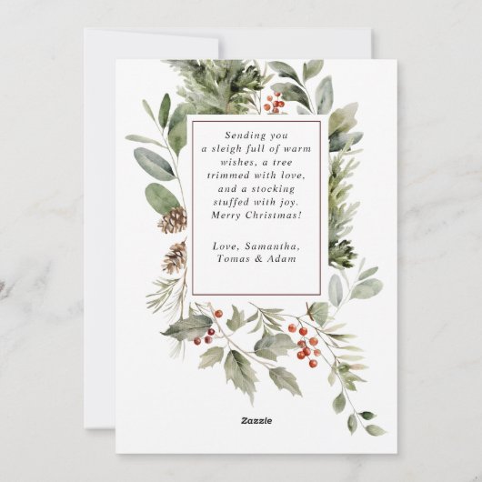 Floral Elegant Wasserfarbe Frohe Weihnachten Foto (Rückseite)