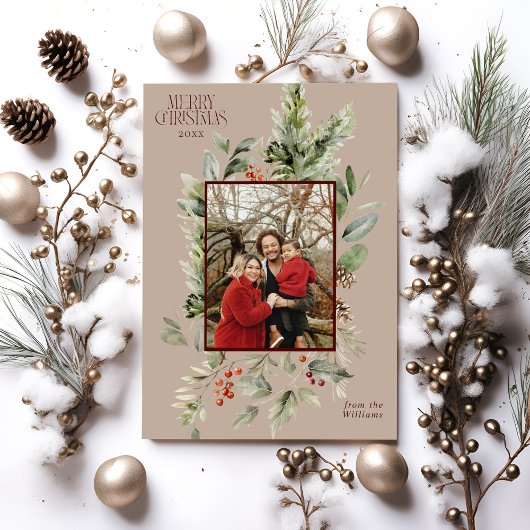 Floral Elegant Wasserfarbe Frohe Weihnachten Foto