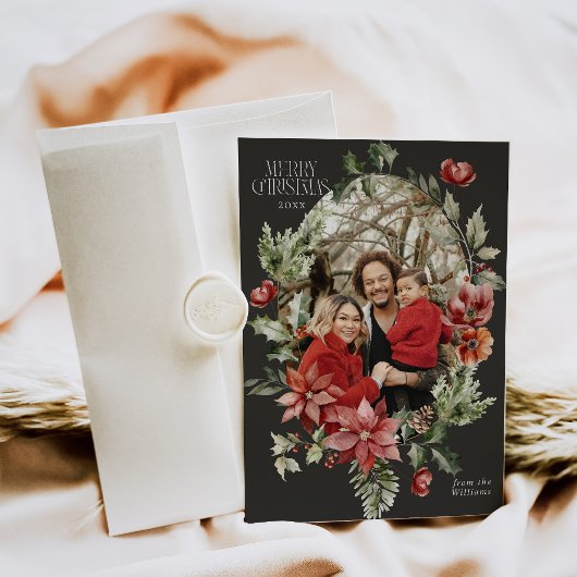 Floral Elegant Wasserfarbe Frohe Weihnachten Foto