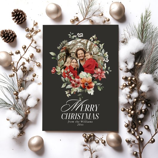 Floral Elegant Wasserfarbe Frohe Weihnachten Foto