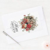 Floral Elegant Wasserfarbe Frohe Weihnachten Foto Rechteckiger Aufkleber (Umschlag)