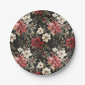 Floral Elegant Wasserfarbe Frohe Weihnachten Pappteller (Vorderseite)