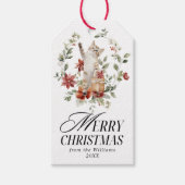 Floral Elegant Watercolor Cat Frohe Weihnachten Geschenkanhänger (Vorderseite)