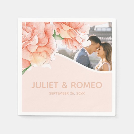 Floral Elegant Wedding Monogram Serviette (Vorderseite)