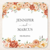 Floral Elegant Wedding Paper Untersetzer (Vorderseite)