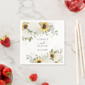 Floral Elegant White Hydrangea Sonnenblumen Hochze Serviette (Beispiel)