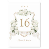 Floral Elegant White Hydrangea Wappen Tischnummer (Vorderseite)
