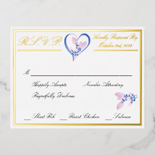 Floral Elegant White Wedding RSVP Gold Folie Einladungspostkarte