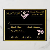 Floral Elegant White Wedding RSVP Gold Folie Einladungspostkarte (Vorderseite)
