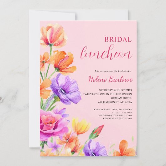 Floral Elegant Wildblume Boho Einladung (Vorderseite)