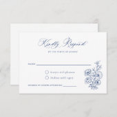 Floral Elegante Calligraphy Script-Rose Blue UAWG Einladung (Vorne/Hinten)