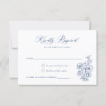 Floral Elegante Calligraphy Script-Rose Blue UAWG Einladung<br><div class="desc">Bloral Elegant Calligraphy Script Rose Hochzeit RSVP Card. Traditionelle Hochzeitsvorlage. Romantische Royal Blue Wedding Script Response Card</div>