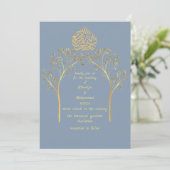 Floral elegante DUSTY BLUE muslime wedung Einladung (Stehend Vorderseite)