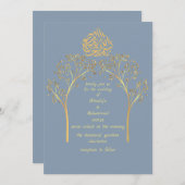 Floral elegante DUSTY BLUE muslime wedung Einladung (Vorne/Hinten)