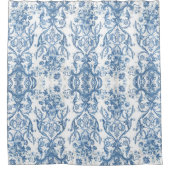 Floral Elegante English Country Hütte Blue White Duschvorhang (Vorderseite)