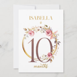 Floral Elegante First Year Baby Milestone Card Einladung