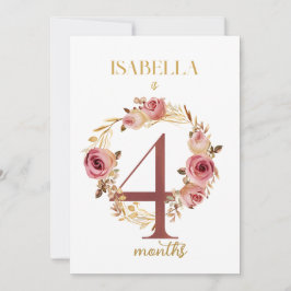 Floral Elegante First Year Baby Milestone Card Einladung