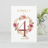 Floral Elegante First Year Baby Milestone Card Einladung (Stehend Vorderseite)