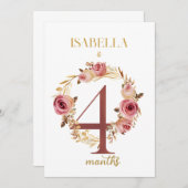 Floral Elegante First Year Baby Milestone Card Einladung (Vorne/Hinten)