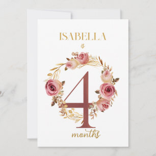 Floral Elegante First Year Baby Milestone Card Einladung