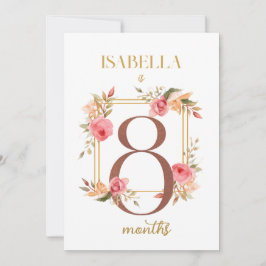 Floral Elegante First Year Baby Milestone Card Einladung