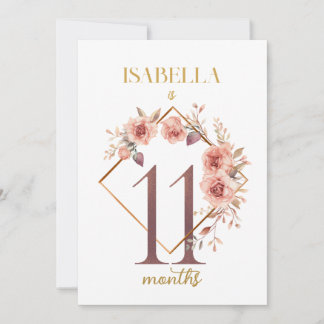 Floral Elegante First Year Baby Milestone Card Einladung