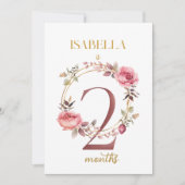 Floral Elegante First Year Baby Milestone Card Einladung (Vorderseite)