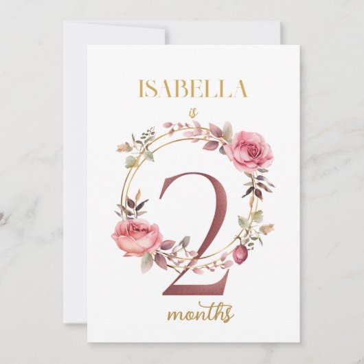 Floral Elegante First Year Baby Milestone Card Einladung (Vorderseite)