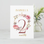 Floral Elegante First Year Baby Milestone Card Einladung (Stehend Vorderseite)