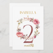 Floral Elegante First Year Baby Milestone Card Einladung (Vorne/Hinten)