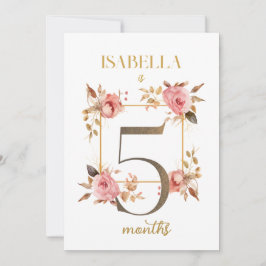 Floral Elegante First Year Baby Milestone Card Einladung