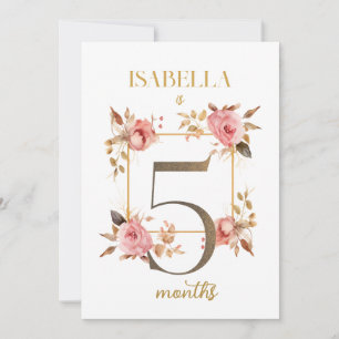 Floral Elegante First Year Baby Milestone Card Einladung