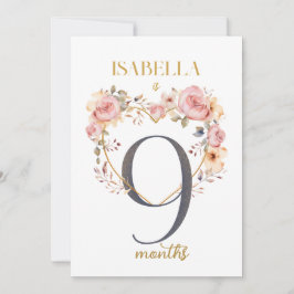 Floral Elegante First Year Baby Milestone Card Einladung