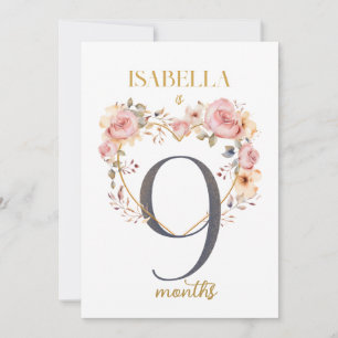 Floral Elegante First Year Baby Milestone Card Einladung