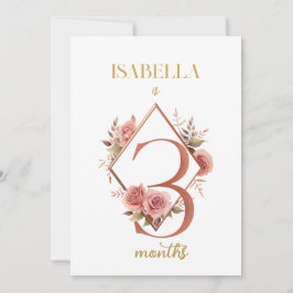 Floral Elegante First Year Baby Milestone Card Einladung
