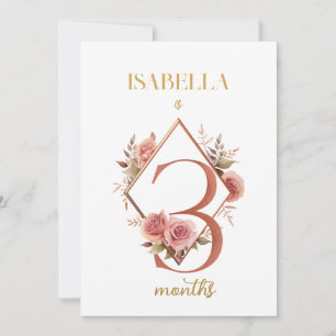 Floral Elegante First Year Baby Milestone Card Einladung