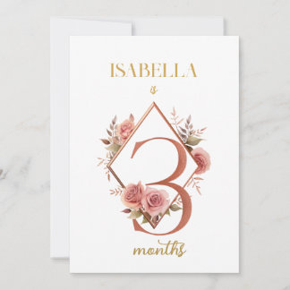 Floral Elegante First Year Baby Milestone Card Einladung