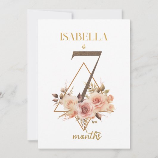 Floral Elegante First Year Baby Milestone Card Einladung (Vorderseite)