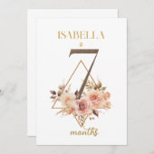 Floral Elegante First Year Baby Milestone Card Einladung (Vorne/Hinten)