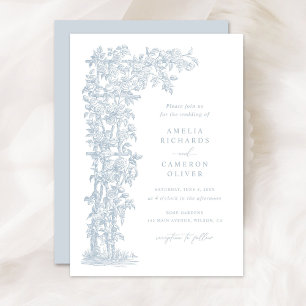 Floral Elegante Französische Rose Trellis Blue Wed Einladung
